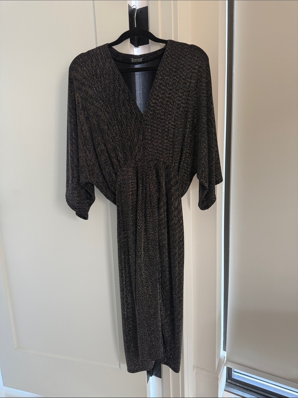 Dress Forum Black Metallic Knit Midi Dress